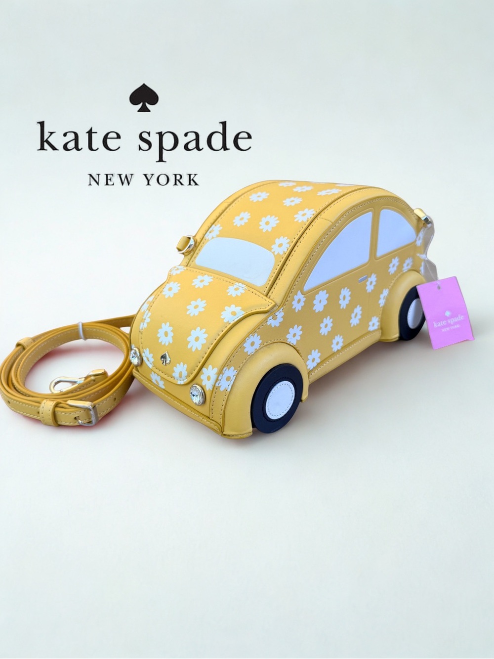 NWT Kate Spade Beep Beep Car K6051 Crossbody Bag Daisy Yellow RARE w Dust Bag🎁💛🤍
